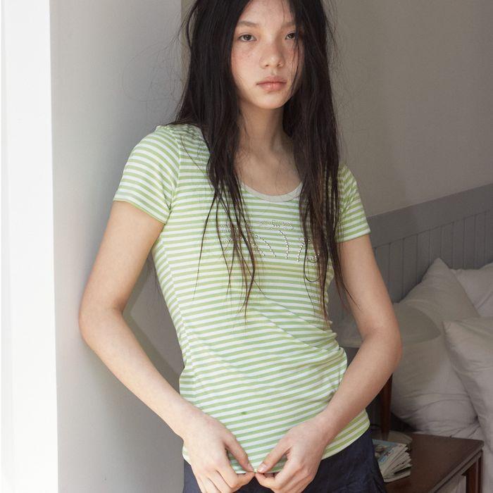 daisy dust stripe t-shirt_green