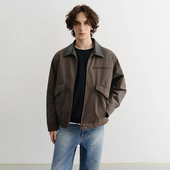 UNISEX VINTAGE PADDED WORK JACKET KHAKI BROWN_M_UDJU5C108W2