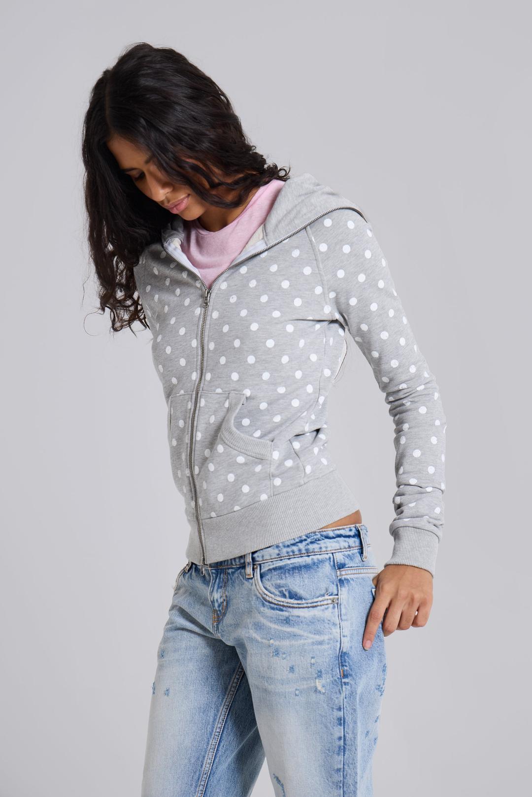 Grey Polkadot Hoodie - XS / Grey