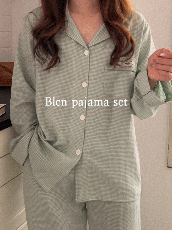 [단독] ✨봄DAILY🌷 H.made✔ 블렌 체크 긴팔 봄 가을 잠옷 커플 파자마 세트 6color 직진배송