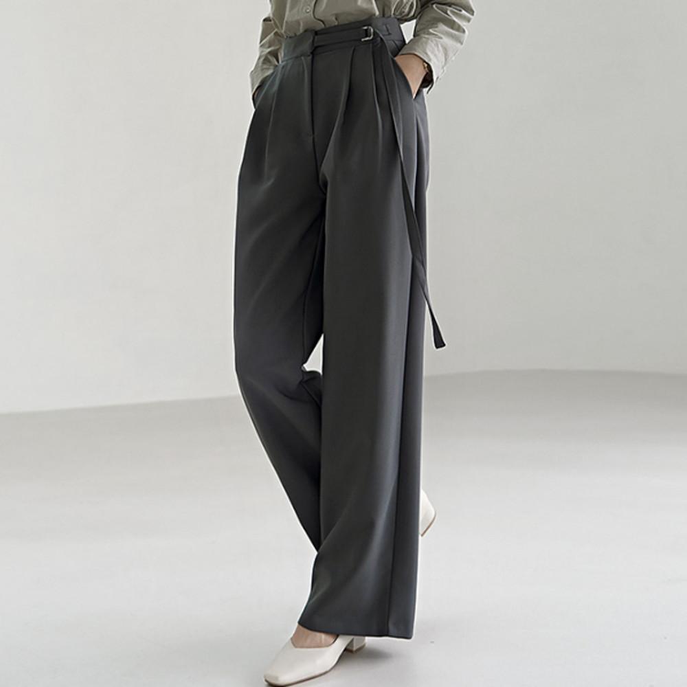 [트위] [tsl0164] 로렛 핀턱 랩 벨트 와이드 슬랙스