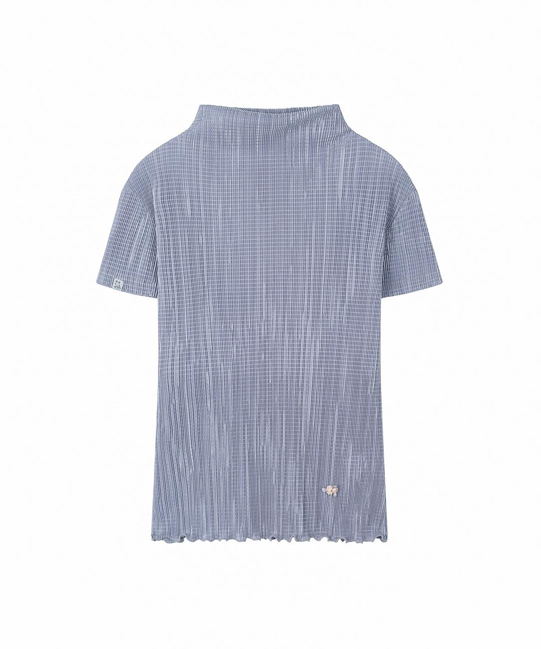 MOUSSE MOCK NECK TOP - BLUE GRAY