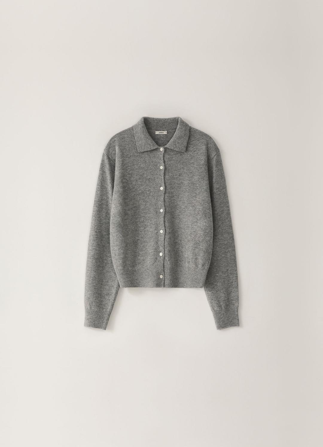 Collar Knit Cardigan - Gray