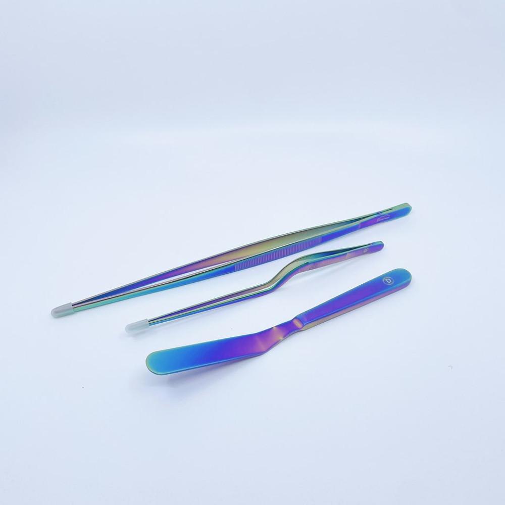 다이닝하우스 3종 5종 요리핀셋 조리용핀셋 천뚱 캠핑용 트위져 트위저 퀸넬스푼 스페츌라 3종세트 무지개(Rainbow)