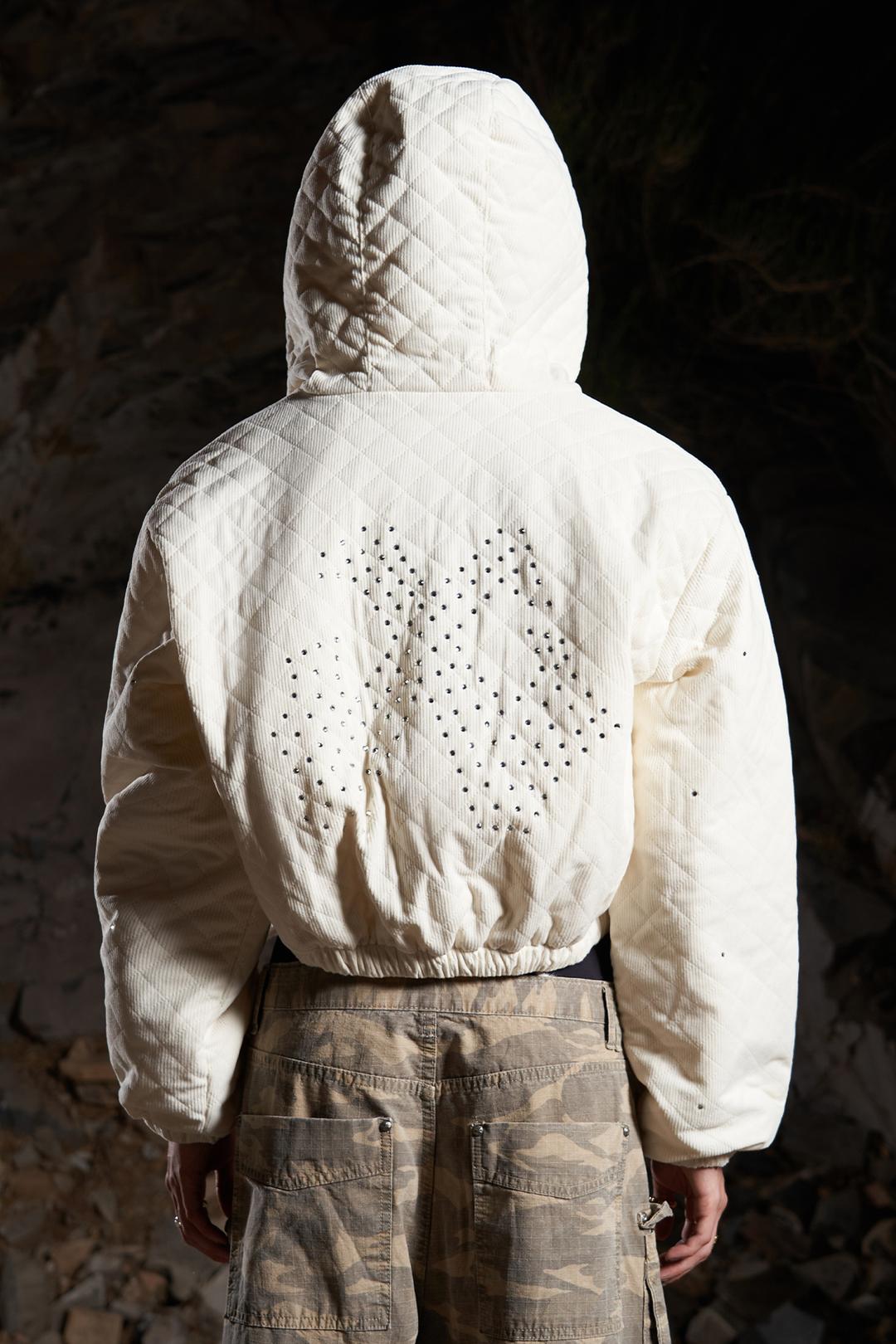 CUBIC QUILTED HOODIE DOWN JACKET IVORY
