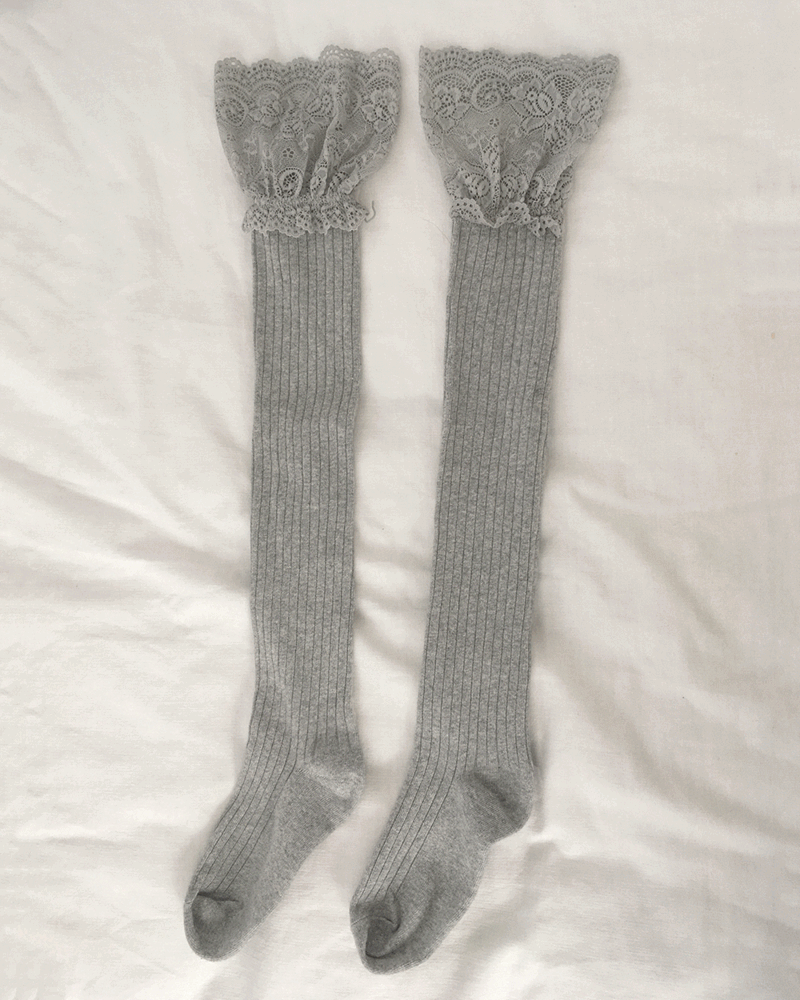 원더원더 히랏 레이스 골지 니삭스 양말