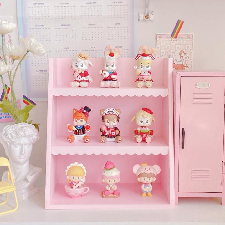 러블리 웨이브 3단 미니선반 귀여운 수납장 소품 피규어진열 아이방꾸미기