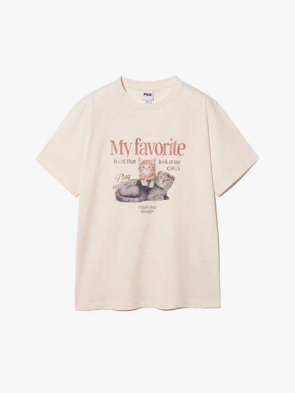 FILA [MY 티셔츠] 오버핏 고양이 티셔츠