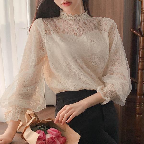 아뜨랑스 [자체제작] 에르델 레이스 시스루 블라우스 bs4666(A)