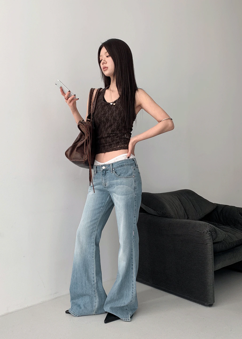 [서사장PICK❤️] PINK POINT LOW DENIM PANTS *M, L 당일배송*