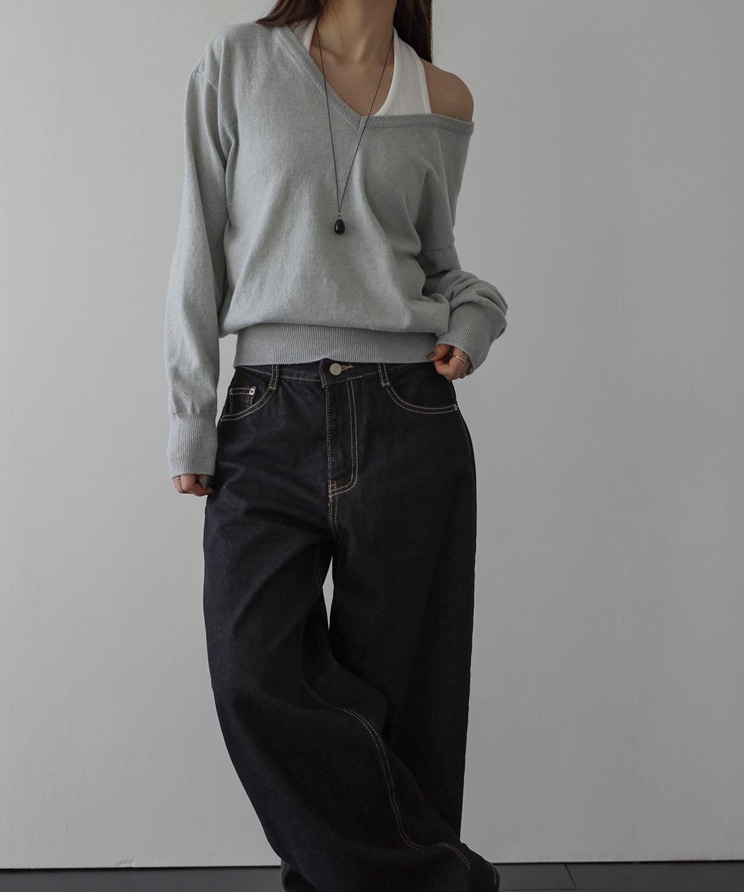 디오어 베이직 딥 브이넥 니트 (가을니트, 간절기니트, 레이어드니트)