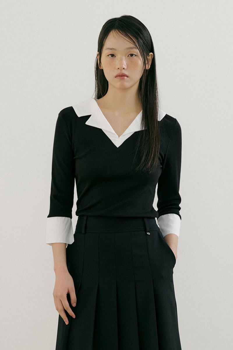 [3차 4/4부터순차배송] Preppy lapel Sleeve (black)