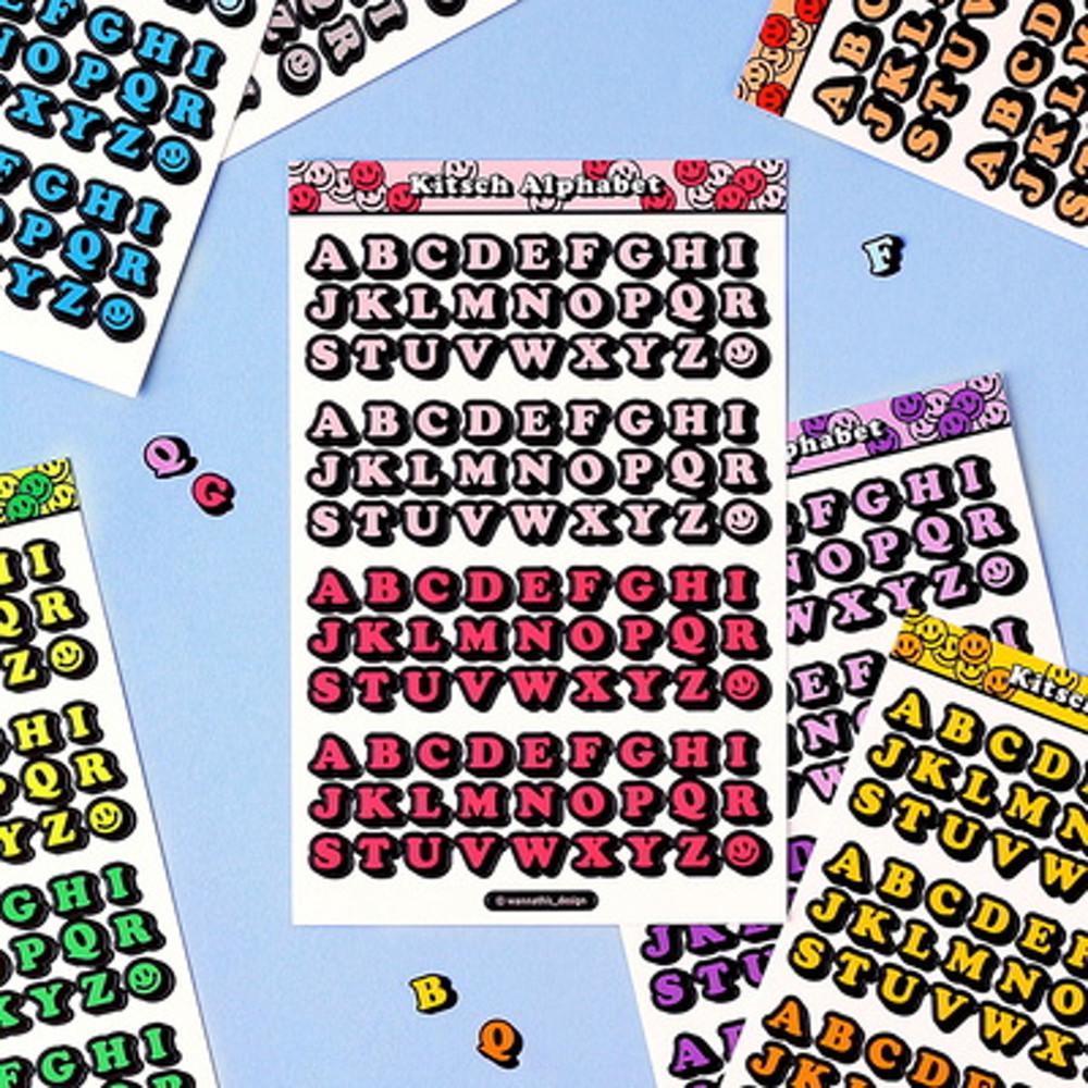 키치 알파벳 대문자 하이틴 폴꾸 폴라로이드 레트로 영어 포카 포토카드 꾸미기 스티커