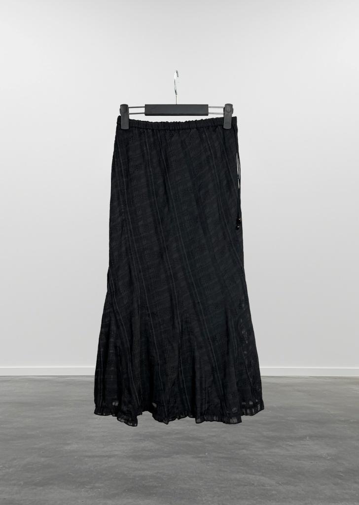 vintage check long skirt