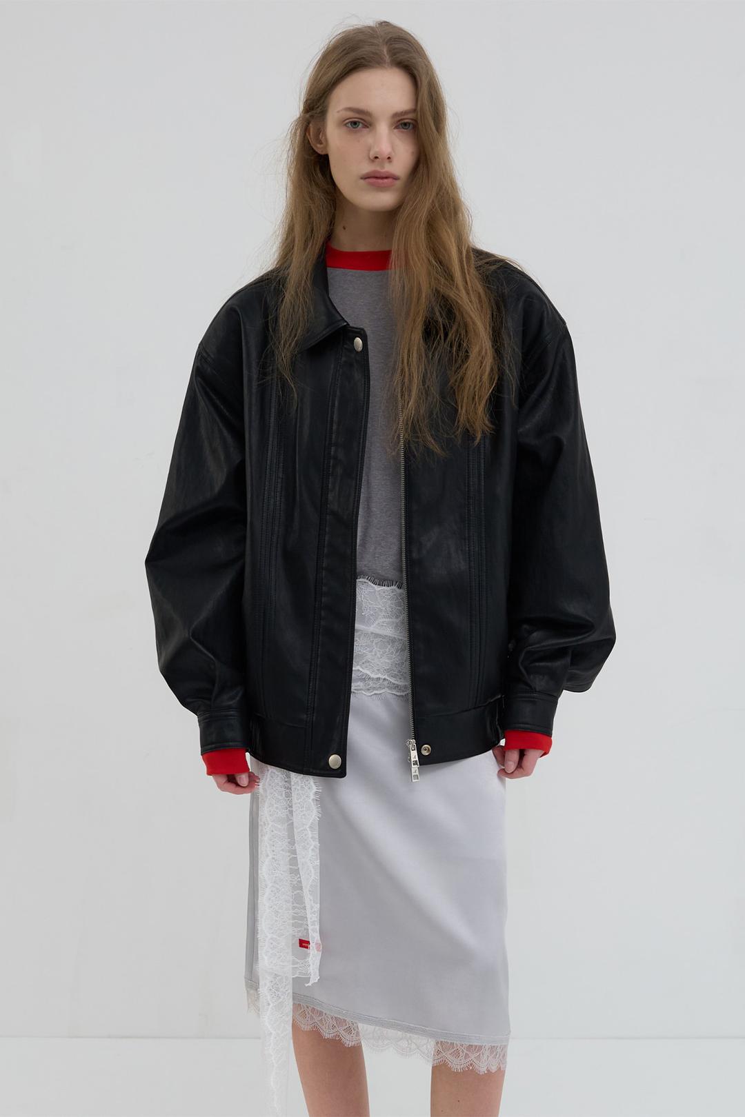 VINTAGE LEATHER BLOUSON JACKET_BLACK