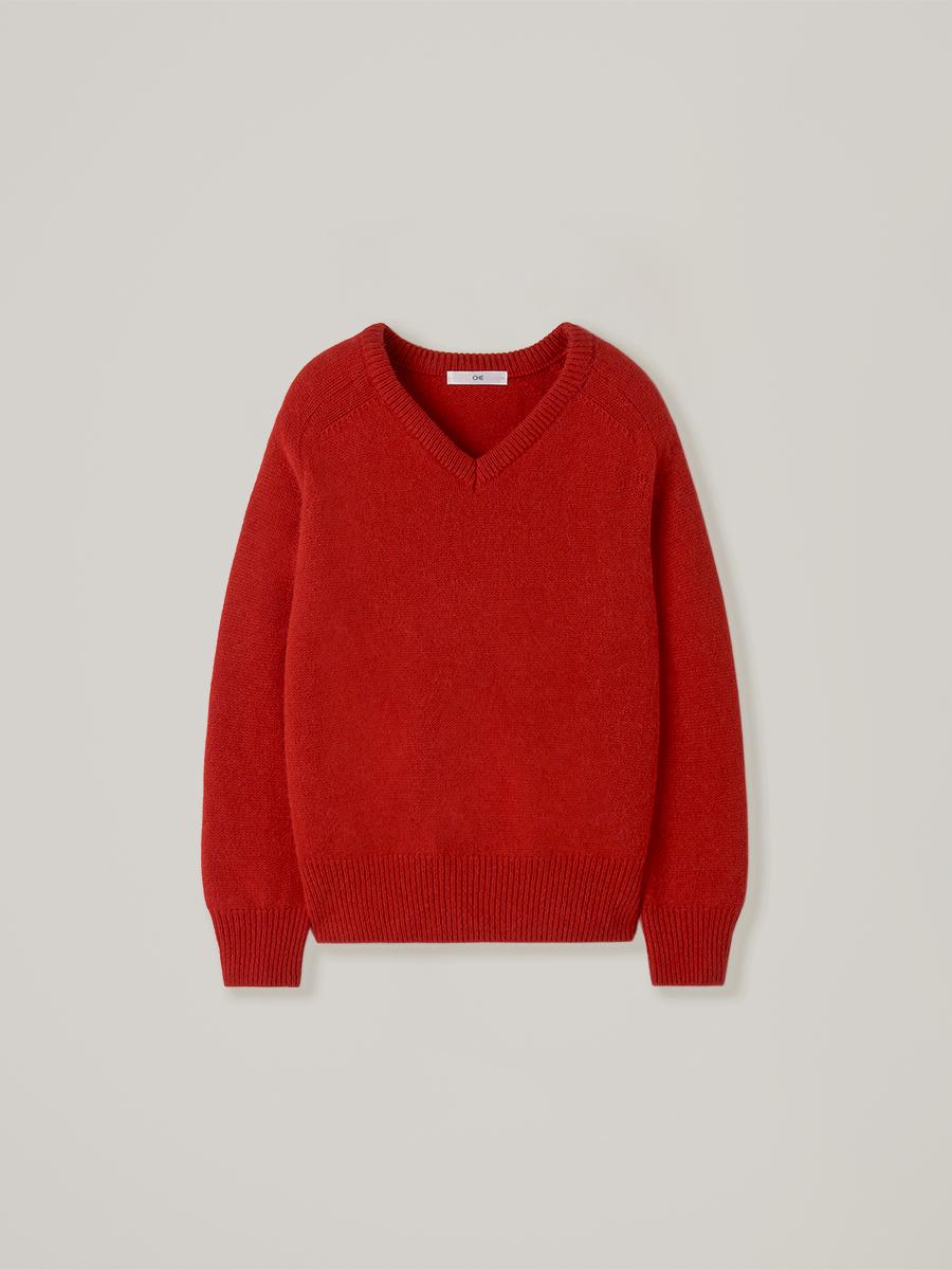 Conto v-neck alpaca knit - Red
