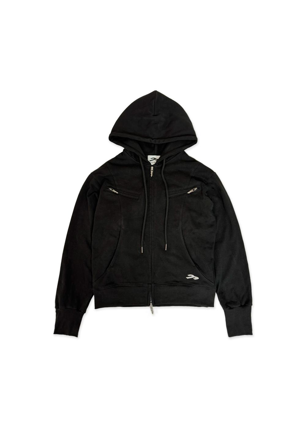 Zip Up Hoodie in Black