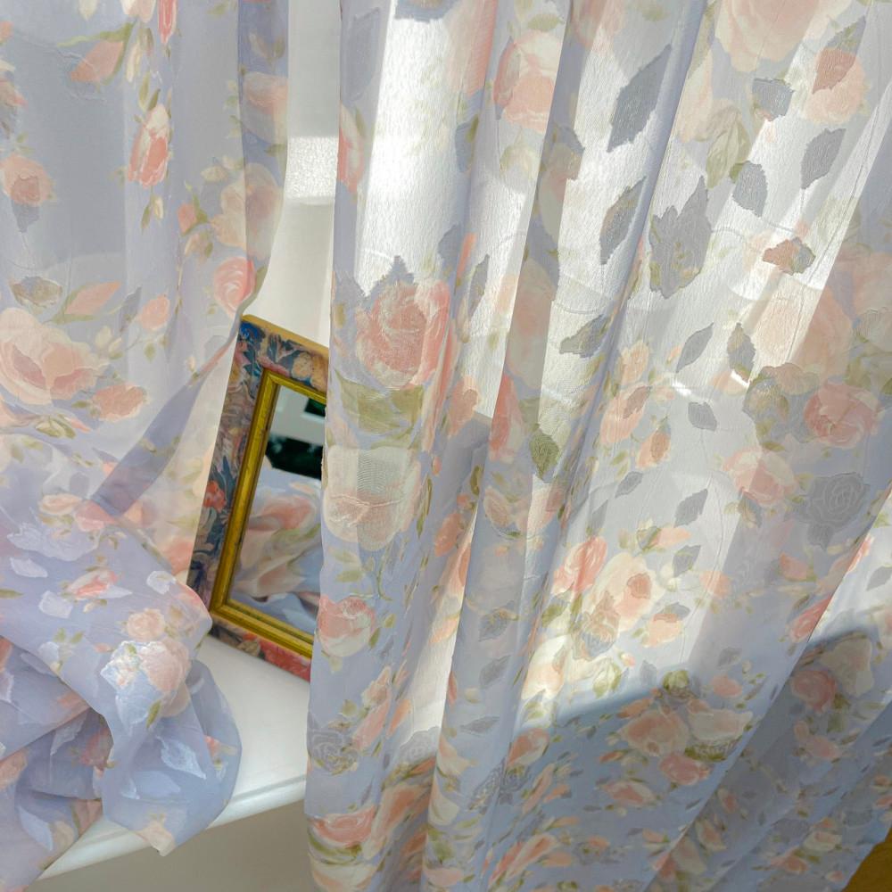 pure azure rose curtain 거실커튼 아이방커튼 포인트 커튼 꽃무늬