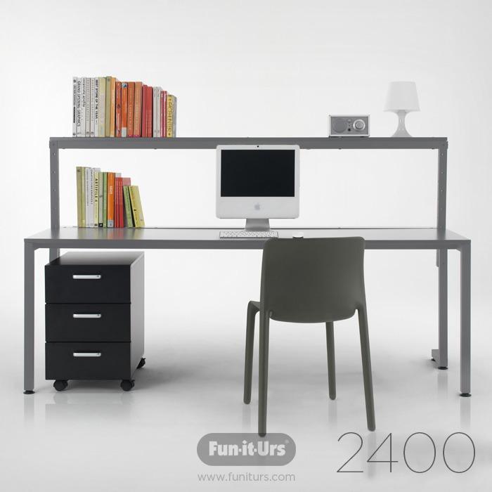 BESPOKE F1데스크 2400 선반형 (상판D500~600+*선반옵션D200) *옵션별매