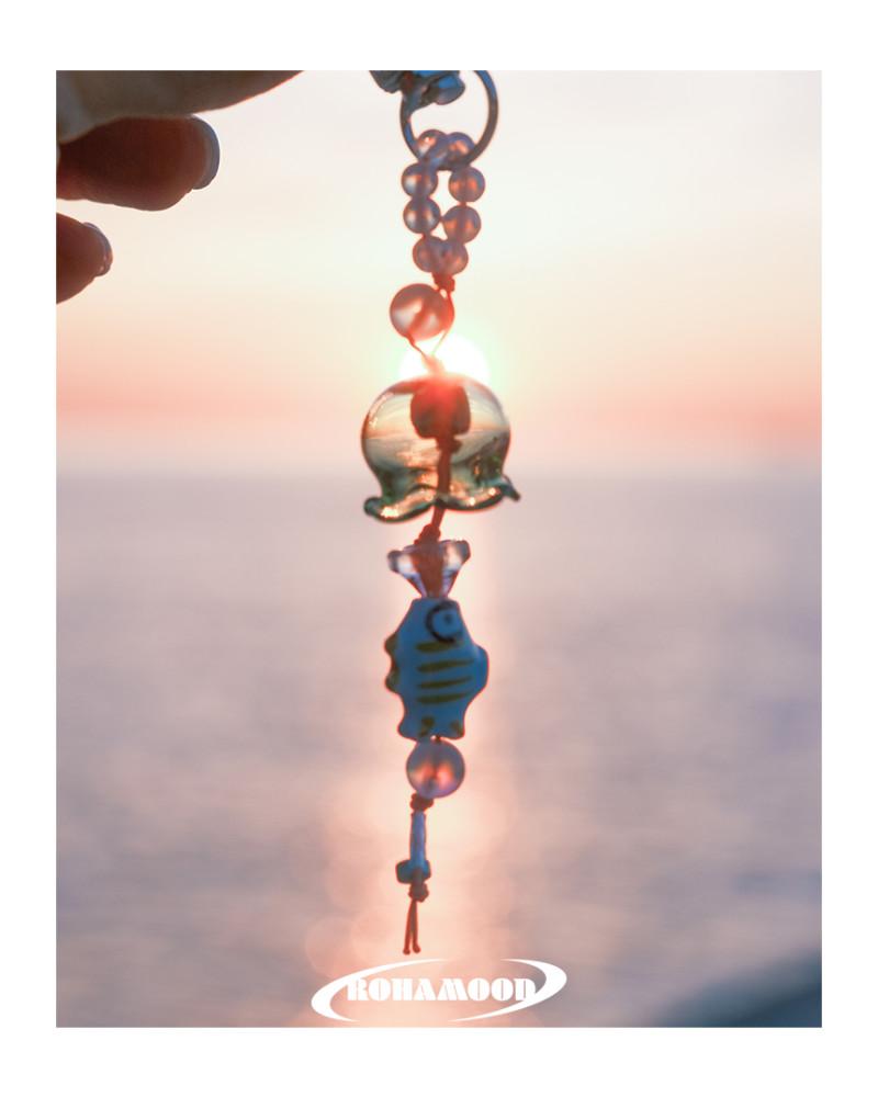 로하무드 Wind-bell fish keyring 풍경 물고기 원석 키링 귀여운 선물