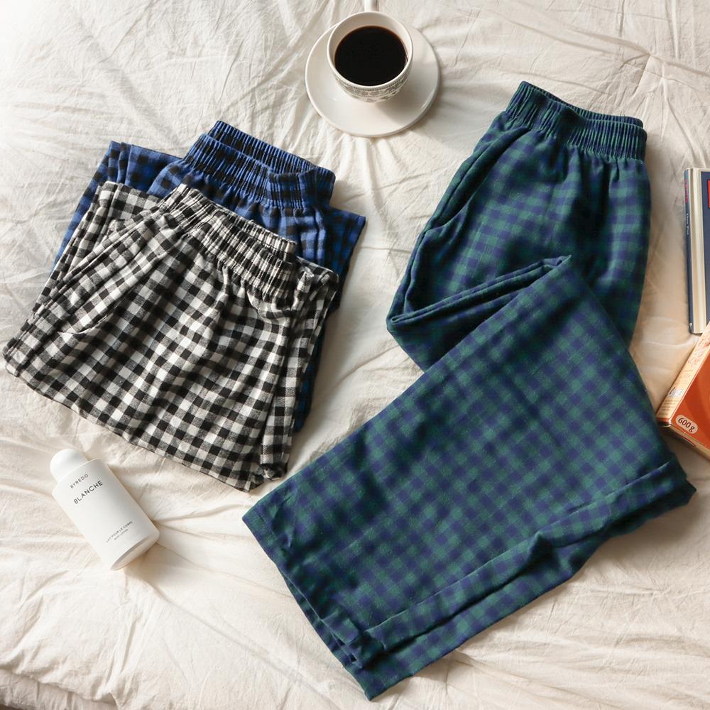[3colors] 오늘도 편안한 체크 잠옷 바지 d052