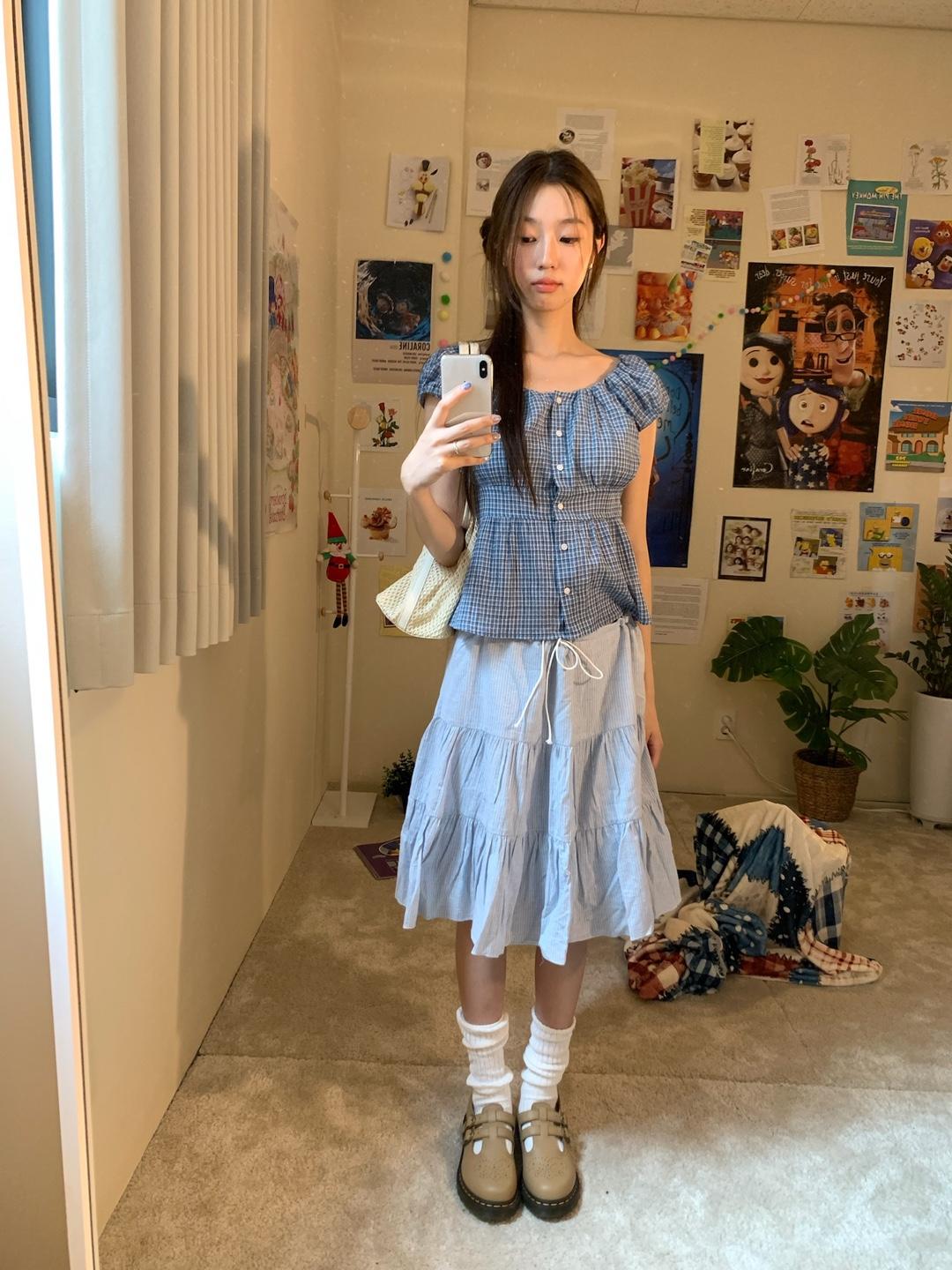 보우아카이브 flannel button blouse