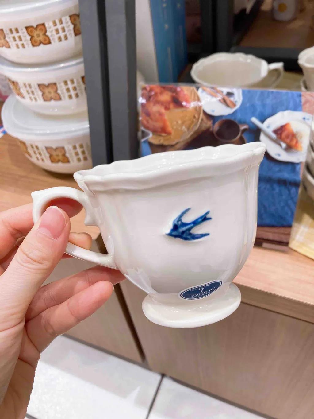 스튜디오엠 일본제 파란 제비 머그컵 빈티지 티컵 커피잔 레트로
