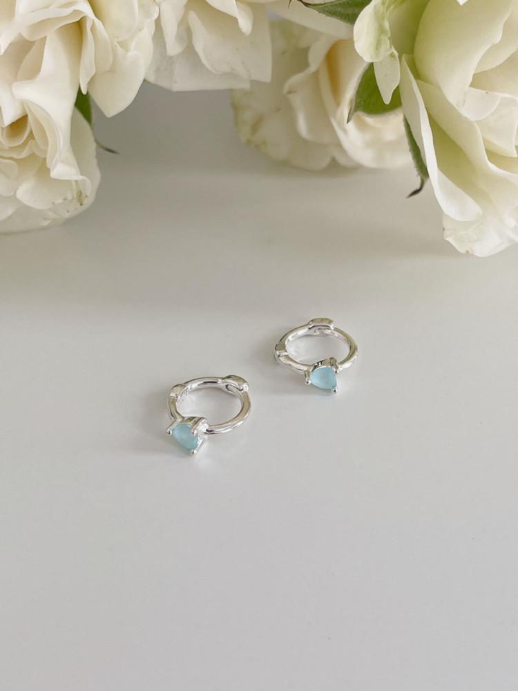 [소예피네/silver925] 소피아 밀키 하트 원터치 링 귀걸이 (4color)