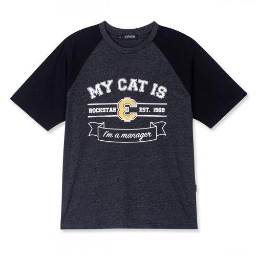 My cat is Rockstar Raglan T-shirt (HERITAGE VER.) (Charcoal/Black)