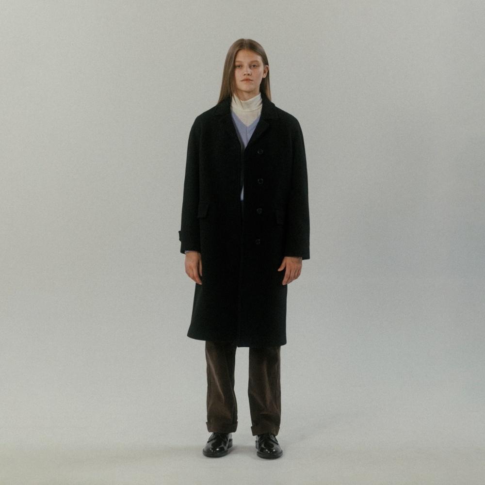 WOOL CASHMERE SINGLE COAT BLACK