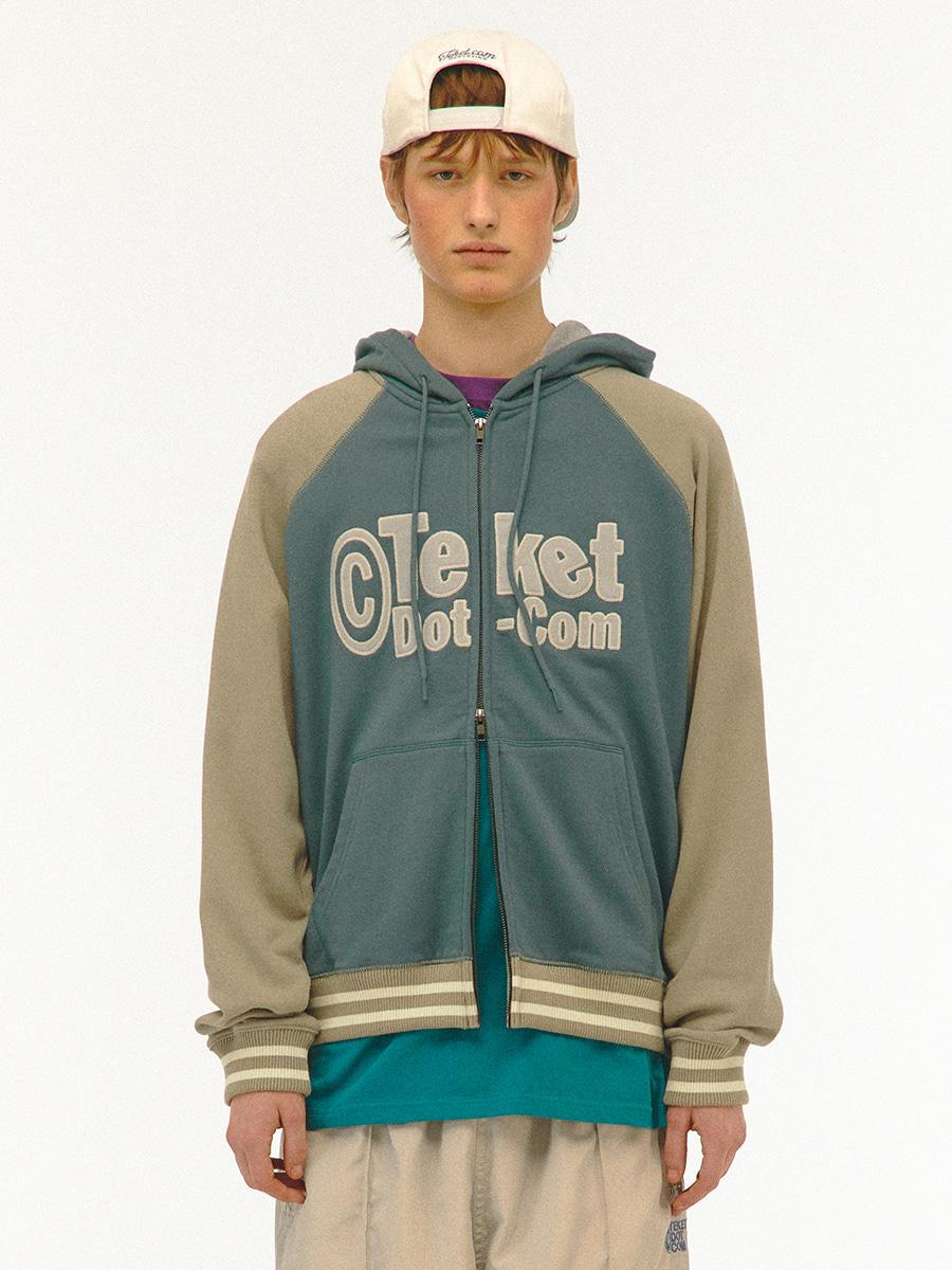 Tilted Zip-Up Hoodie Khaki Beige