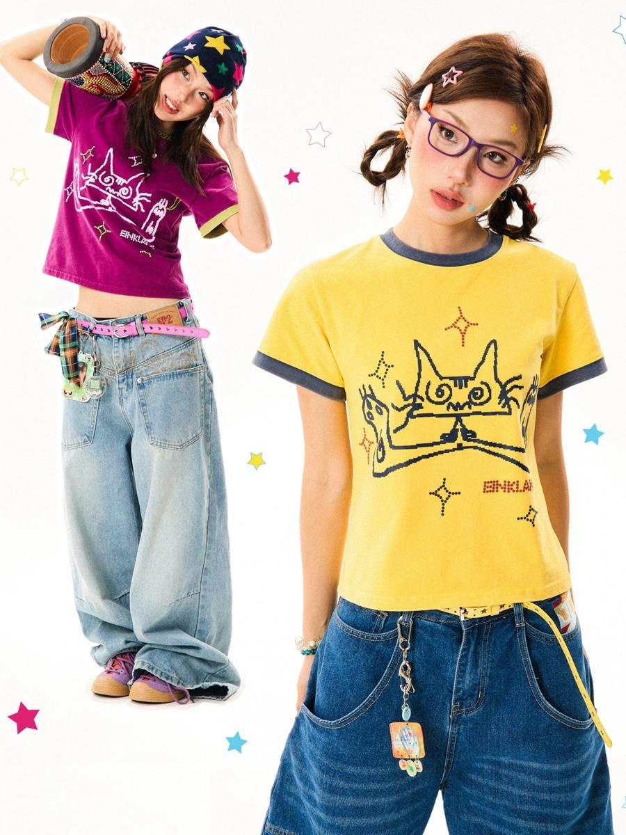 YOUNG STAGE Giddy Cat T-shirt (2color)
