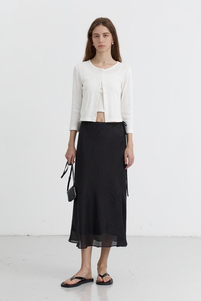 LAYERED SATIN SKIRT BLACK