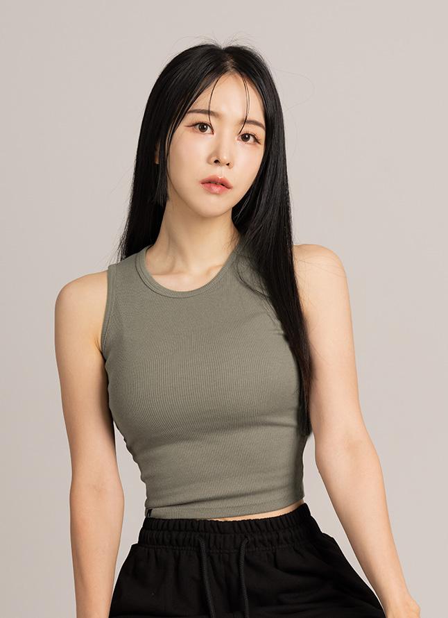 P5014 우먼 이지 크롭나시 [애쉬카키]