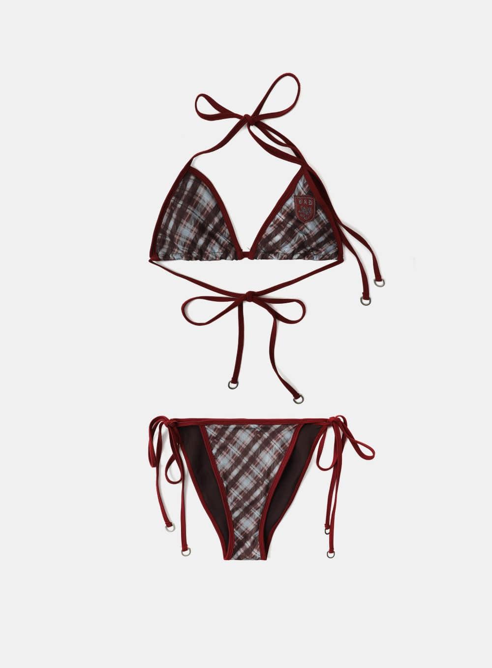 [AQUA] [w-set25-001] 빈티지 클럽 비키니 SET - 체크레드