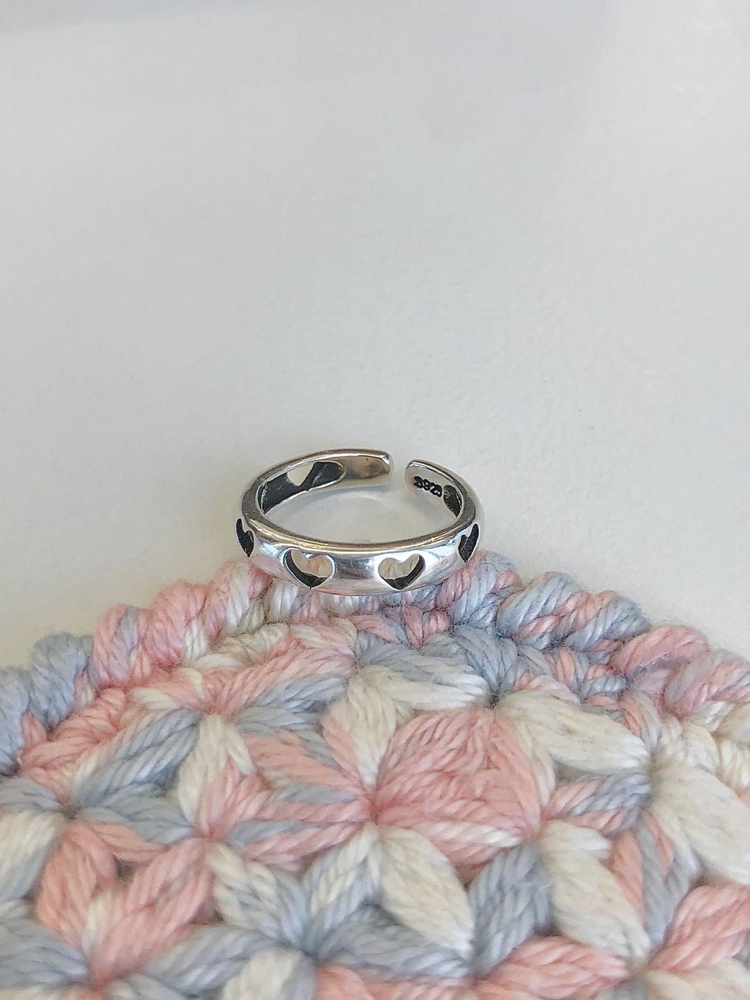 [92.5 Silver] Antique Hearts pinky finger ring