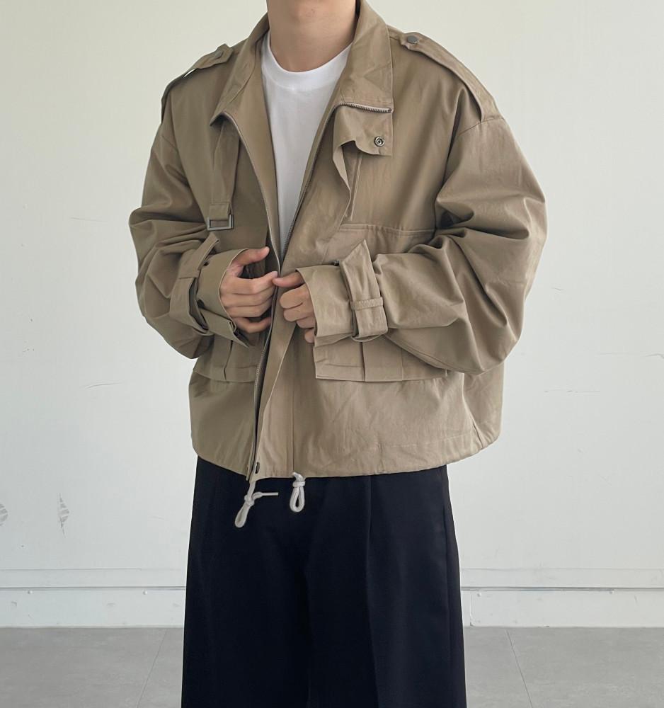 남자 숏 크롭 트렌치 야상 자켓