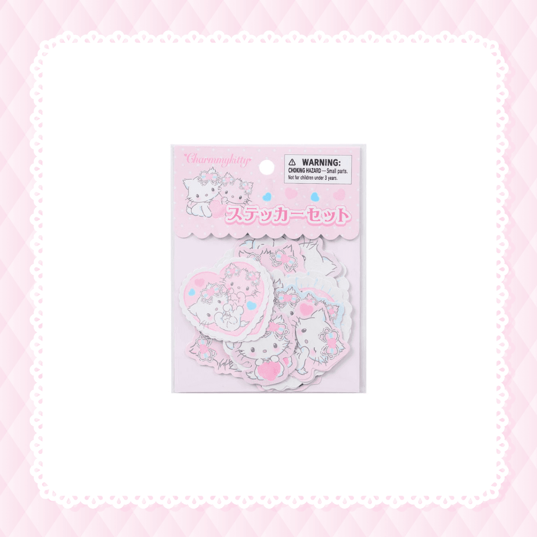 [산리오] 헤이세이 푹신푹신 하트 스티커 챠미키티&허니큐트
