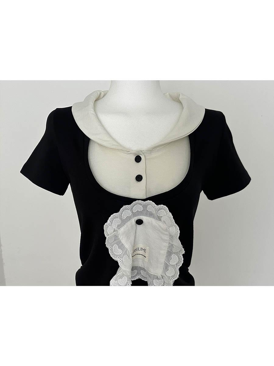 Collar solid patch top