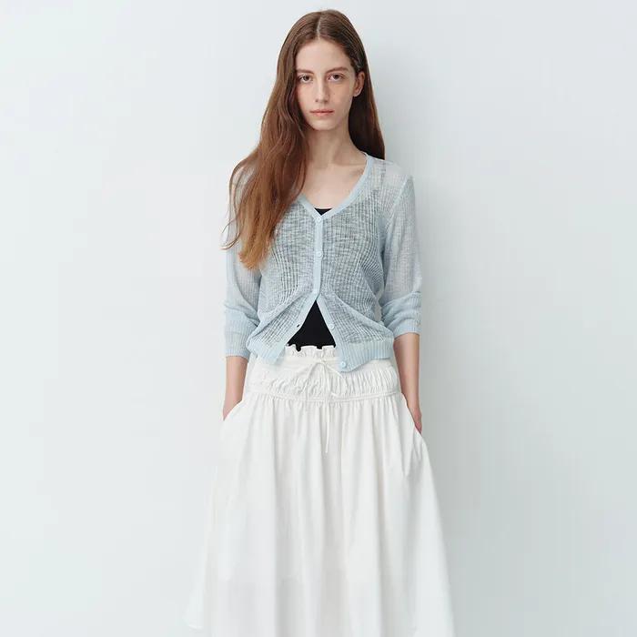 [IV 7/17예약배송]Linen Soft See-Through Knit Cardigan_2colors