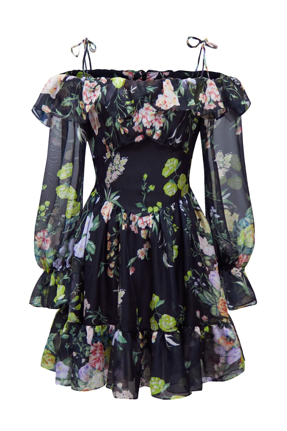 [배우 김효진 착용] Flower party off shoulder dress (Black)