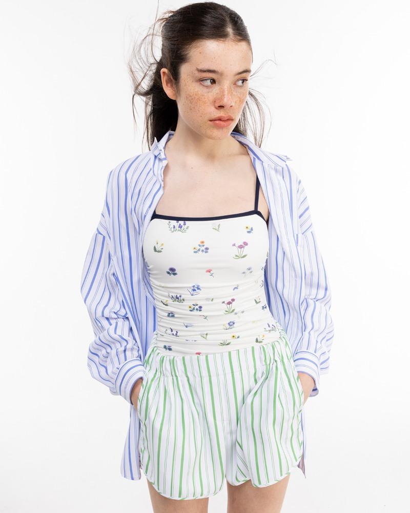 NUMBER ROSE STRIPE SHIRT_BLUE - THE CENTAUR