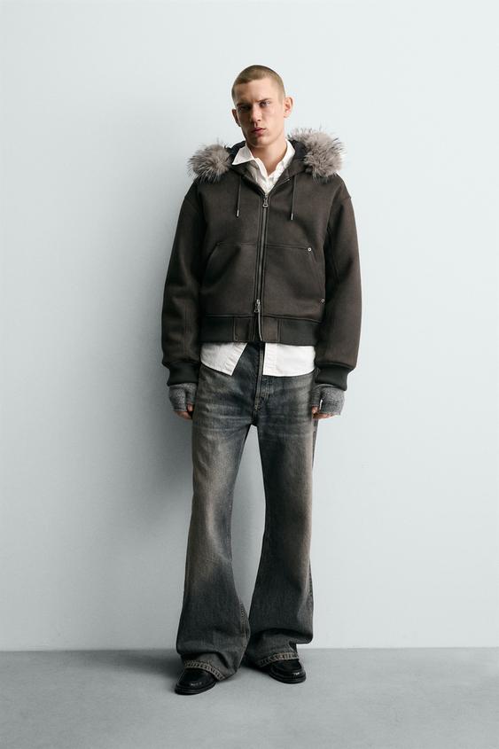 페이크 스웨이드 패딩 점퍼