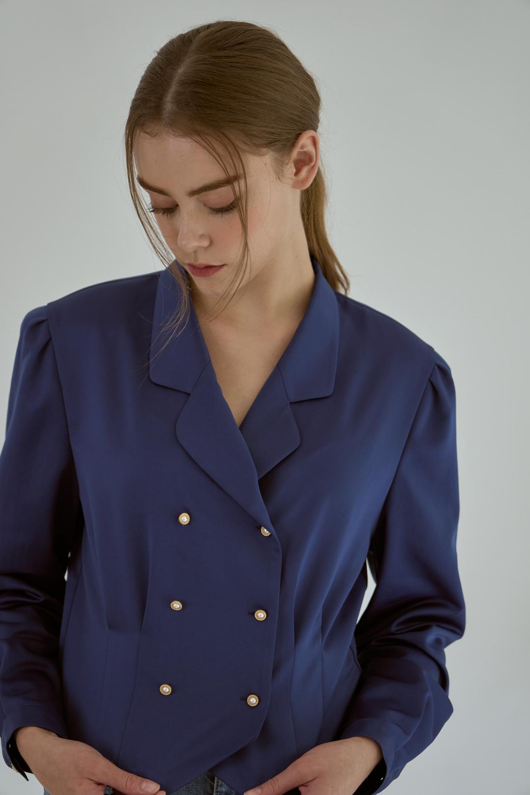 Double-Button Blouse (navy)