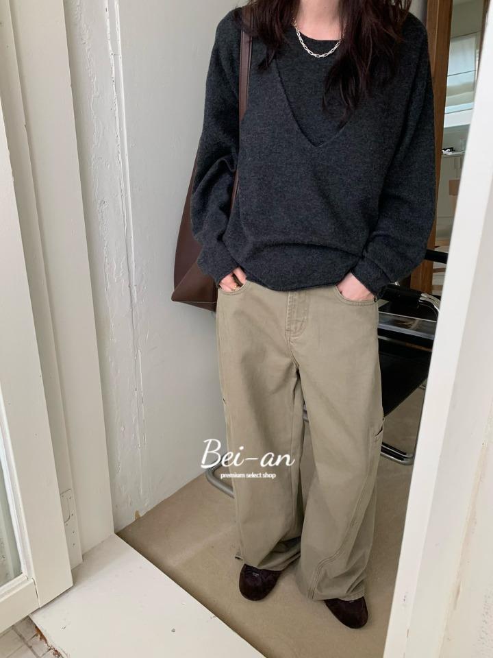 바이안 plate 플레이트 사이드 팬츠 코튼 와이드 포켓 바지 (2 color)