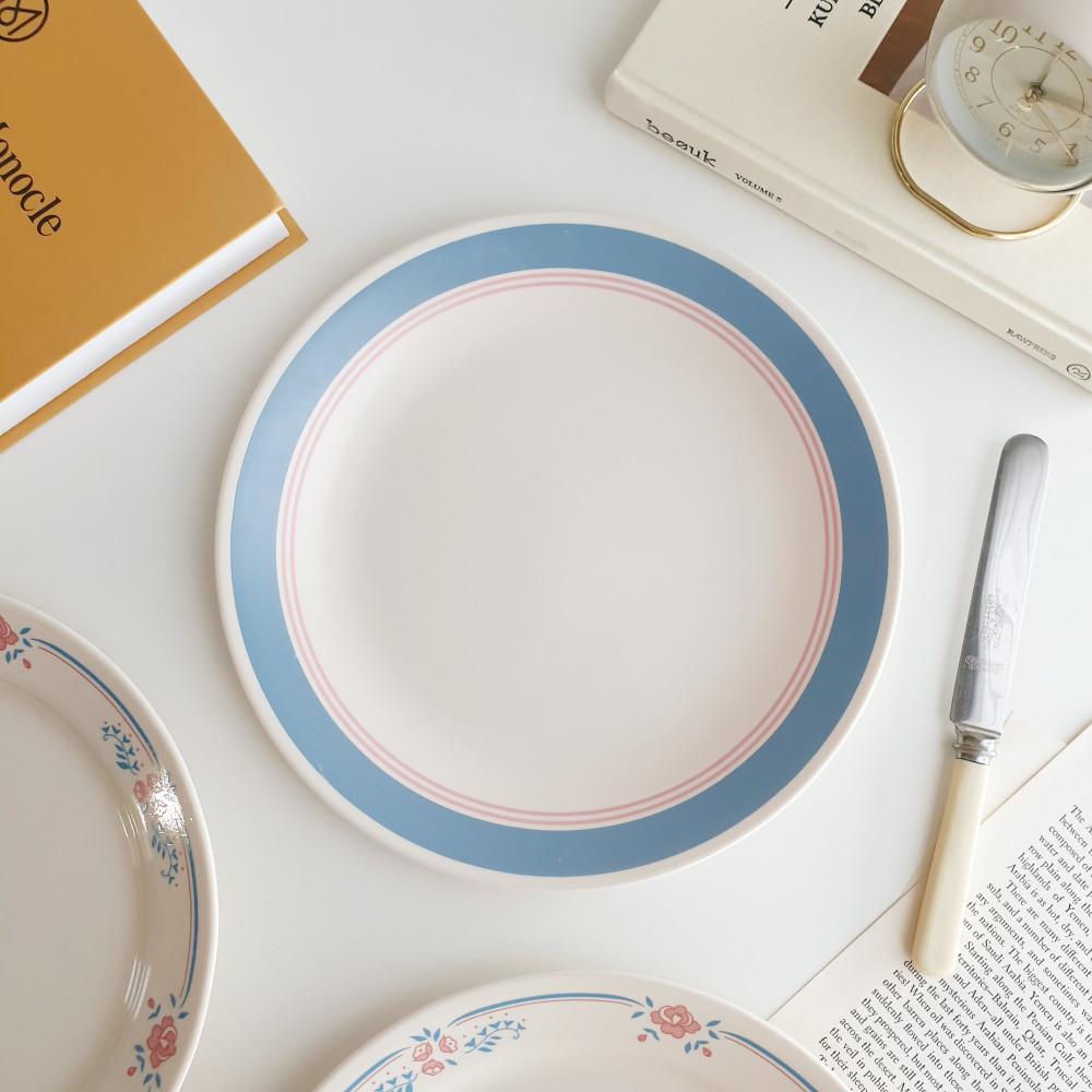 [빈티지] 코렐 블루 밴드 디너 플레이트 소소한식탁