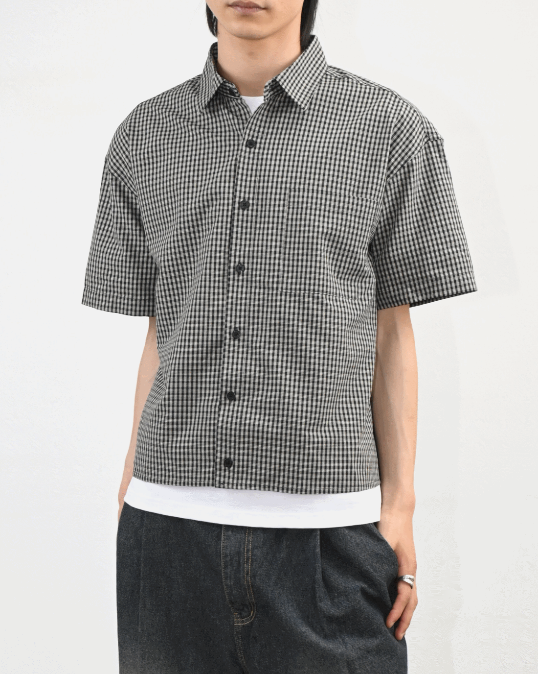 dense crop check shirt
