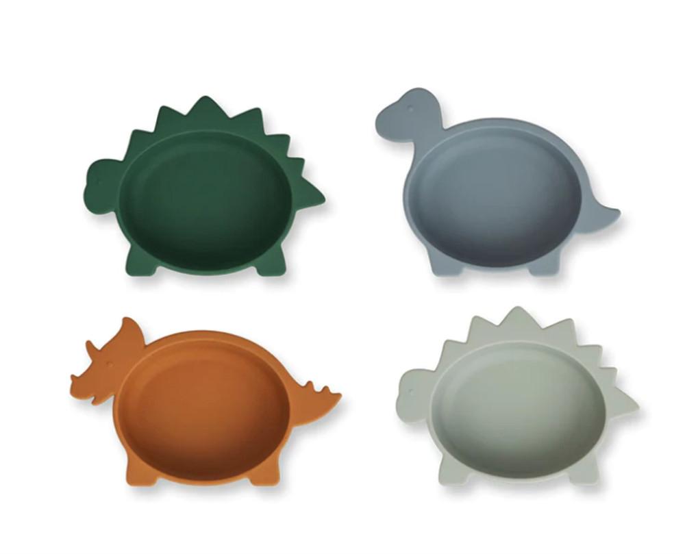 리우드 다이노 4종 볼 세트 Liewood Iggy silicone bowls 4-pack Dino blue multi mix