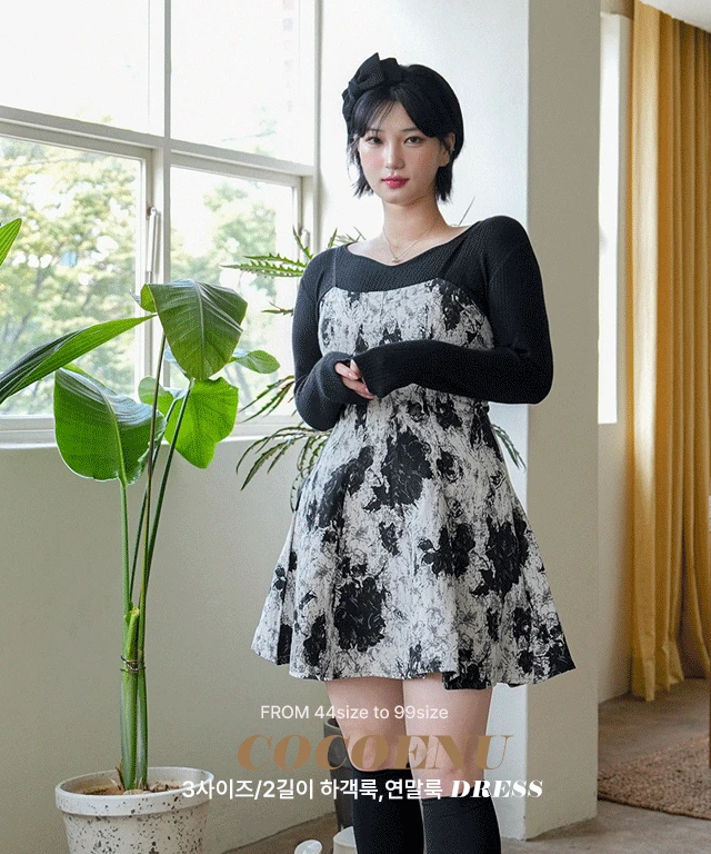 무배 3size제작 레이디블랙 자가드원피스 (빅사이즈 개강룩 하객룩 데이트룩 연말룩)