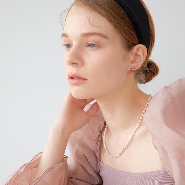 Daily Pearl Ceramic Earring(Wine Pink)